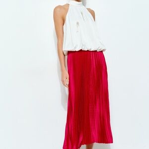 Red Pleated Skirt